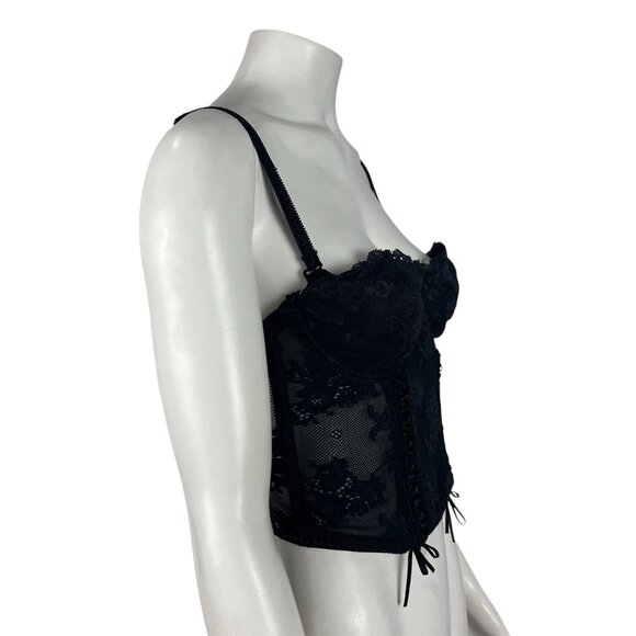 Vintage Victoria's Secret Lace Bustier 34C Black Removable Convertible Straps - Picture 2 of 8